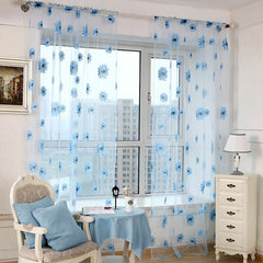 Modern Sunflower Pattern Tulle Window Curtains Voile Drapes for Living Room Bedroom Transparent Window Screening Home Decor