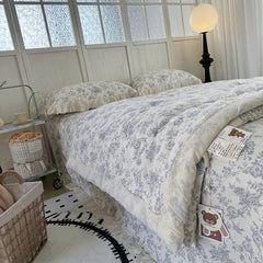 YICKYUE  -  Ins New French Retro Cotton Bed Cover Three-piece Set Spring and Autumn Quilt Four-piece Set Pure Cotton Air-conditioning Summer Cool Quilt Bed Cover