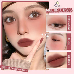 Yickyue 3in1 Lip Mud Lip and Cheek Eyeshadow Dual Use Matte Light Velvet Lipstick Makeup Lip Cosmetic