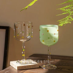 YICKYUE  -  Champagne Cocktail Glass  Colorful Gem Goblet Wine Glass  Resistant Glass Cup Cocktail  Dessert Drinking Glasses