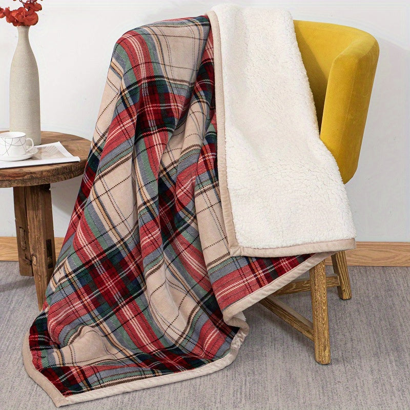 YICKYUE  -  Bohemian Style Plaid Striped Sofa Blanket Thickened Cashmere Blanket Flannel Nap Blanket Nap Blanket  Air Conditioning Blanket