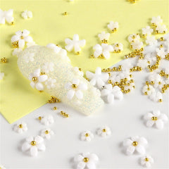Acrylic Flower 3d Nail Art Decoration Mixed Size White Rhinestones Silver Gem Manicure Tool Nail Design Nail Styling Utensils