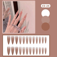 24pcs fake press-on nails long Powder grey nude colo racryl nail manicure removable nail tips Manicure patch wholesale nails