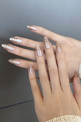 YICKYUE  -  Cat Eye Leopard Pattern Handmade Press on Nails Wearing Armor Chain Bow Pearl Cartoon Cat Minimalist Nail Art