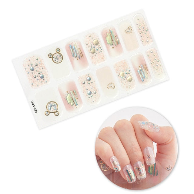 New Year Nail Sticker Shiny Patterned Nail Art Decor Sticker for Nail Decoration Nail Wrap Full Cover Nail Sticker for Christmas