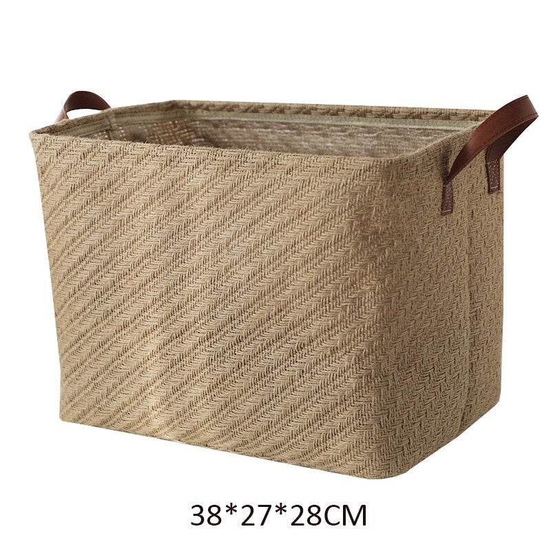 Jute Woven Laundry Storage Basket Folding Clothes Organizer with Handle Closet Organizer Washable Large Capacity Storage Baskets