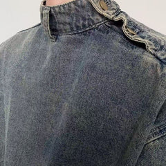Hearujoy Vintage Distressed Men's Denim Sweatshirt Release High Collar Luxury Design Tops Pullover Autumn  Winter Harajuku Unisex Hoodie