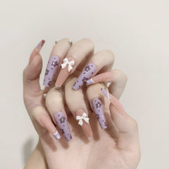 24pcs Small Heart Design Long Wearable Fake Nails Butterfly Bowknot Fairy Girl Summer Cloud Image Hand Decoration Z1345