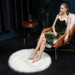 Soft Round Carpet Faux Fur Fluffy Area Rug Shaggy Thick Chair Cover Seat Pad Fur Floor Mat Carpet for Bedrooms Living Room Kid