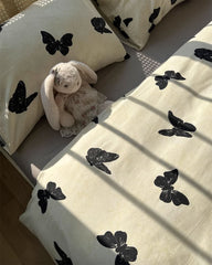 YICKYUE  -  Fashion cool black butterfly bedding set girl,twin full queen king modern cotton home textile bed sheet pillow case quilt cover