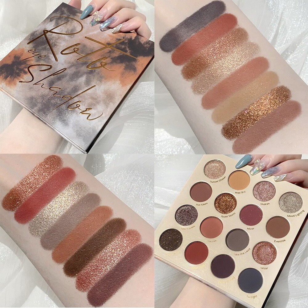 ROTO 16-color Eyeshadow Palette Student Pearl Sequins Delicate Texture Easy To Apply Makeup No Powder Long Lasting Eye Makeup