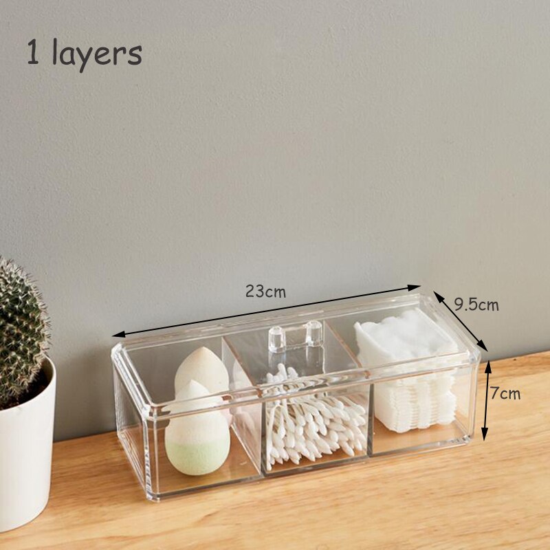 Cosmetic Storage Organizer Makeup Organizer Storage Box Cotton Swab Balls Box Dispenser Acrylic Storage Container Stackable