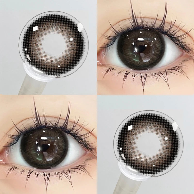 YICKYUE  -  2Pcs Myopia Color Contact Lenses Color Lens Eyes With Diopters Fashion Lenses Gray Natural Beauty Pupil Free Shipping