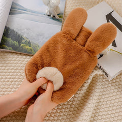 Yickyue Cute Rabbit Ear Water Filling Hot Water Bottle Bag With Plush Cover Women Large Reusable Warm Hand Feet Warmer Heating Water Bag