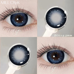 2PCS Yearly New Blue Contact Lenses Colored with Prescription Korean Student Beauty Pupils Cosmetics Fashion Contacts