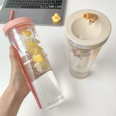 700ml Filter Plastic Water Bottle For Juice Tea Large Travel School Drinking Bottle With Foldable Straw Portable Cups BPA Free