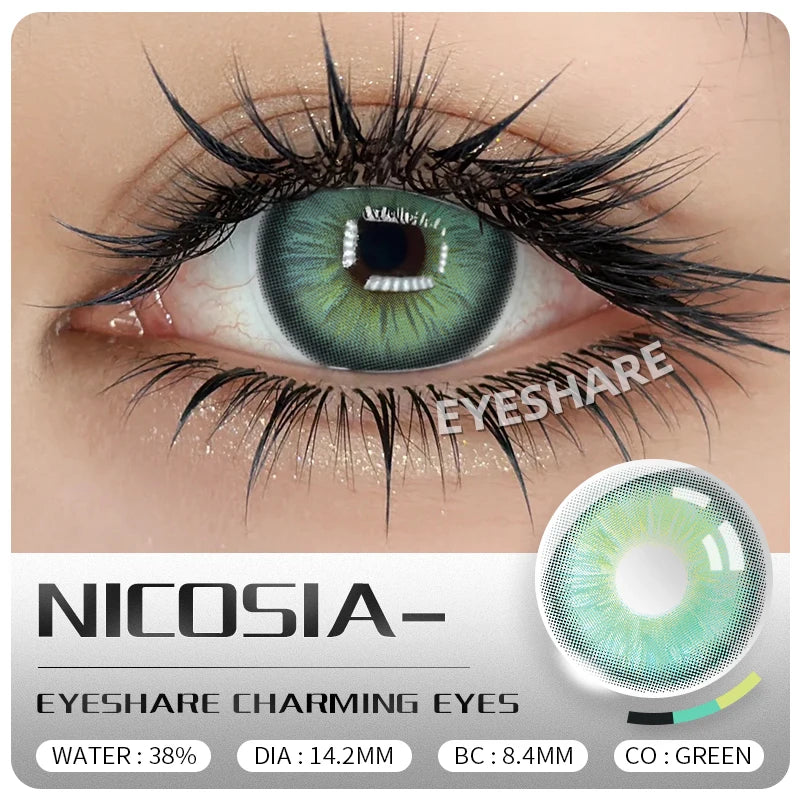 2Pcs Colored Contact Lenses for Eyes Natural Blue Eyes Lenses Gray Pupils High Quality Green Contacts Yearly Disposable