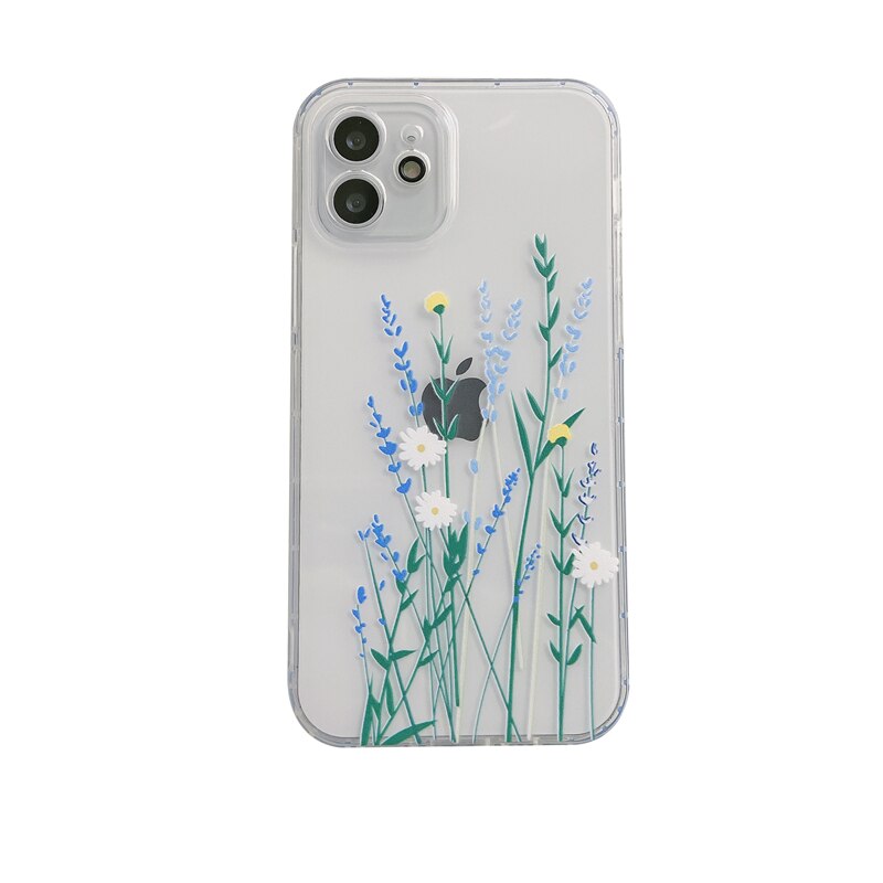 Flower soft silicone Cherry blossoms cute cartoon phone case for iphone x xr xsmax 11 12 mini pro max 8 7 plus silicone capa