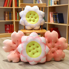 Kawaii Cherry Sofa Decorative Cushions Plush Soft Flower Back Pillow Home Office Cute Chair Sitting Cushion Gift For Girl Women