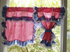 YICKYUE  -  Korean Pastoral Style Cotton Linen Fabric Short Curtain for Small Window Kitchen British Checked Cafe Window Curtain Valance