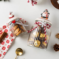 Glass Snack Candy Food Storage Jar Sealed Food Grade Silicone Lid Kitchen Cereal Containers Bottles Christmas Holiday Gift