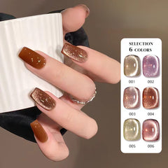 YICKYUE  -  6 Bottles Sandy Dunes Gel Polish Kit - 2025 Luminous Crushed Glass, Universal DIY Nails Supplies for Earth Tone Lovers