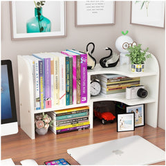 Yickyue Simple Office White Bookshelf Desk Top Student Dormitory Pink Desk Storage Shelfwood Household Combination Small Booksheif
