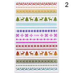 1 Sheets 3D Christmas Nail Art Decoration Stickers Sparkly Gold White Colorful Glitter Nail Art Geometry Snowflake Winter Decals