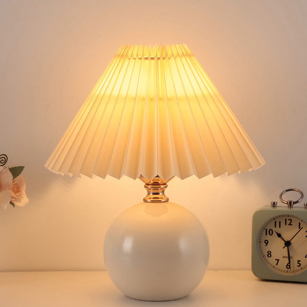Pleated lights TABLE LAMP LED Desk Lamp For Bedroom Bedside Lamp Korean Ins Style Nightstand Lamp Christmas Decoration