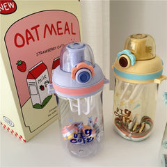 Summer New Colorful Large Capacity 650ml Macarone Girl Heart Student Portable Strap Sports Shake Cup Girl Children's Kettle