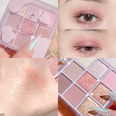 Yickyue Matte Shimmer Eyeshadow 9 Colors Korean Style Pearle Glitter Pigment Eye Shadow Makeup Palette Lasting Fashionable Girl Cosmetic