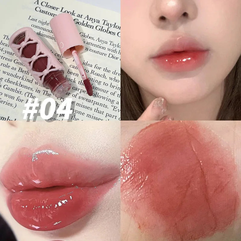 YICKYUE  -  New Bowknot Mirror Lip Gloss Moisturizing Lip Tint Long Lasting Waterproof Lipstick Women Girls Lips Cosmetics 2024 Makeup