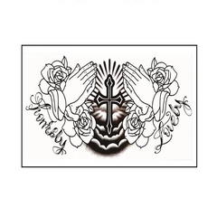 Temporary Tattoo Sticker Black Cross For Women Men Waterproof Fake Tatoo Neck Tatto Body Art