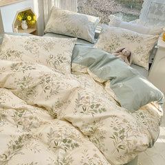 AB double-sided florals print 100% cotton Bedding Set queen soft skin friendly duvet cover set with flat sheets quilt cover sets