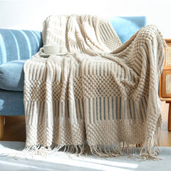 Solid Color Europe Style Blanket Knitted Blanket Bedspread Embossed Towel Sofa Decorate Throw Comfy Acrylic Bedsheet
