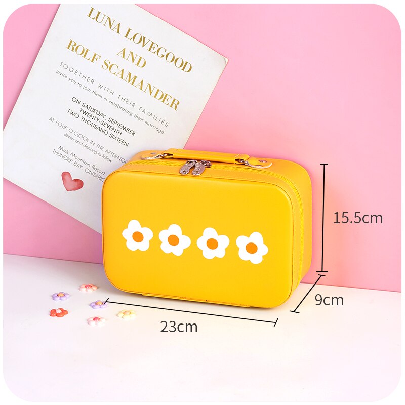 W&G Women Storage Box Mirror Cosmetic Bag Portable Large-capacity Portable Stationery Bag Table Organizer Girls Storage Bag 2021