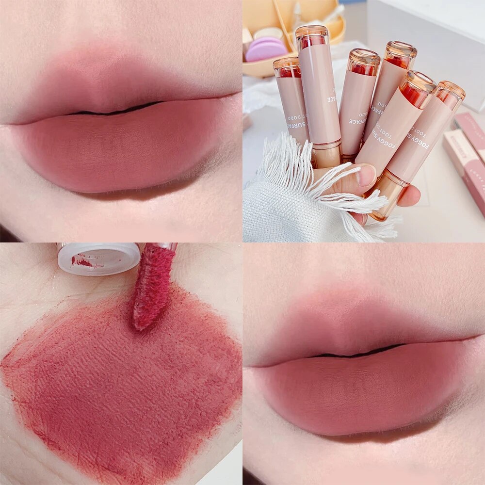 Yickyue 6 Color Waterproof Matte Pink Liquid Lipstick Long Lasting Non-stick Cup Nude Red Lip Tint Velvet Lip Glaze Lips Makeup Cosmetic