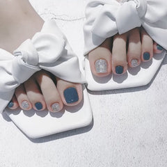Press on Toenails 24pcs Glossy Nail For Foot Full Cover Toe nail Acrylic Set For Girl Wearable False Toenail 2022 Free Shipping