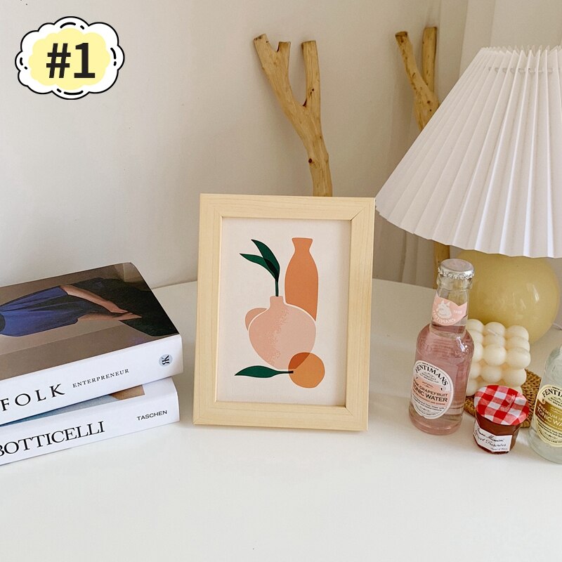 Ins Desktop Decorative Painting Nordic Flower Character Photo Frame Paintings Bedroom Wall Decor Room Art Decorative Ornaments