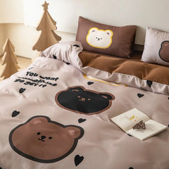 Yickyue Bedding Sets INS Vintage Single Duvet Cover Quilt Cover Beer Bed Sheets Set Kids princess Sheet Twin Comforter Sets Bed Linen