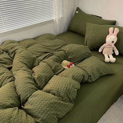 Korean Fashion Queen Bedding Set, Light-Weight Microfiber Reversible Comforter Bedding Set - Full/Queen, Checker Four Piece Set