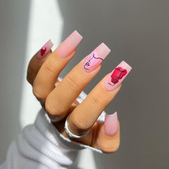 24Pcs Artificial False Nails French Streak Coffin Fake Nails Finger Wearable Manicure Art Tips press on nails DIY Nail Art