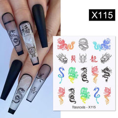 1PC 3D Nail Stickers Black Heart Love Self-Adhesive Slider Letters Nail Art Decorations Stars Decals Manicure Accessories