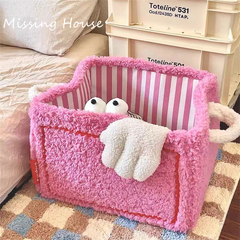 YICKYUE  -  Cute Big Eyes Little Monster Toys Snacks Sorting Storage Basket Storage Items Cute Stripes