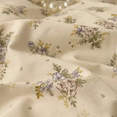 YICKYUE  -  3/4Pcs Vintage French Fresh Floral Lace Ruffles 100% Cotton Bedding Set Duvet Cover Bed Skirt/Bed Sheet/Fitted Sheet Pillowcases