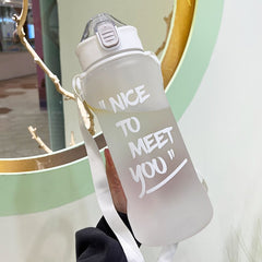 2200/3800ml Jumbo Sport Water Bottle With Straw Strap Plastic Cute Water Jug Juice Tea Portable Gym Big Drinking Bottle BPA Free