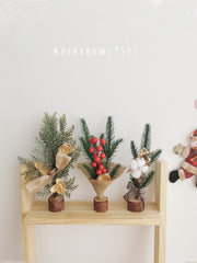Merry Christmas Desktop Mini Pine Cone Dried Flower Christmas Tree Christmas New Year Shopping Mall Shop Decoration Ornaments