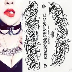 YICKYUE  -  Black Words Temporary Tattoo Sticker Letter Art Waterproof Tattoo Paste Removable Tatoo Body Arm