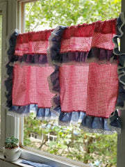 YICKYUE  -  Korean Pastoral Style Cotton Linen Fabric Short Curtain for Small Window Kitchen British Checked Cafe Window Curtain Valance