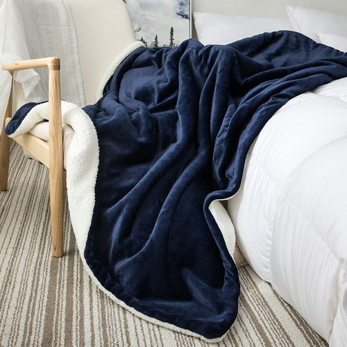 Yickyue Thick Warm Winter Blankets Coral Fleece Bedspread Blanket Cover Noridc Solid Throw Blanket for Sofa Double Bed Large Blanket